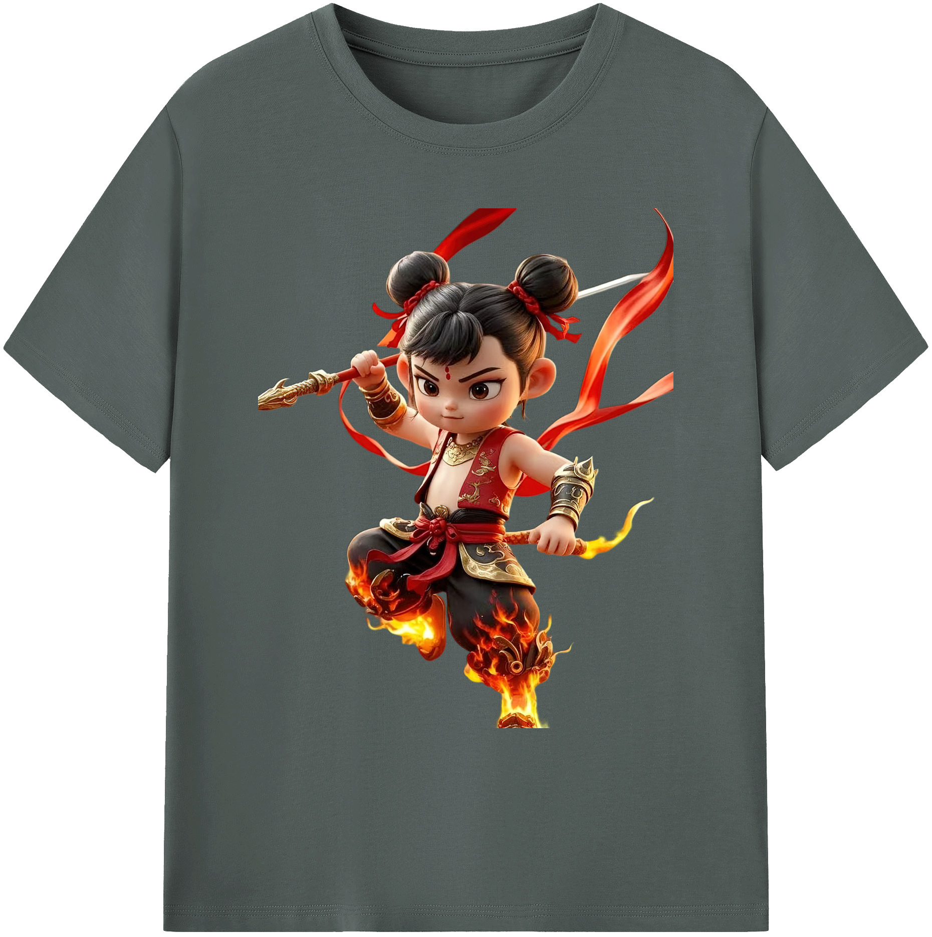 （画像用） Ne Zha 2 ナタ 魔童の大暴れ 綿100％ メンズ半袖Tシャツ｜肌触りやわらか＆通気性